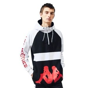 Kappa‎ Authentic Baolin Hoodie Sweatshirt Black White Red Logo Size Large